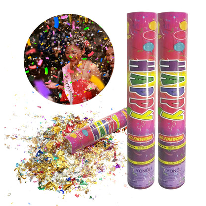 Lanza Confeti Metálico Multicolor 5pz para fiestas con Cartón Reforzado .