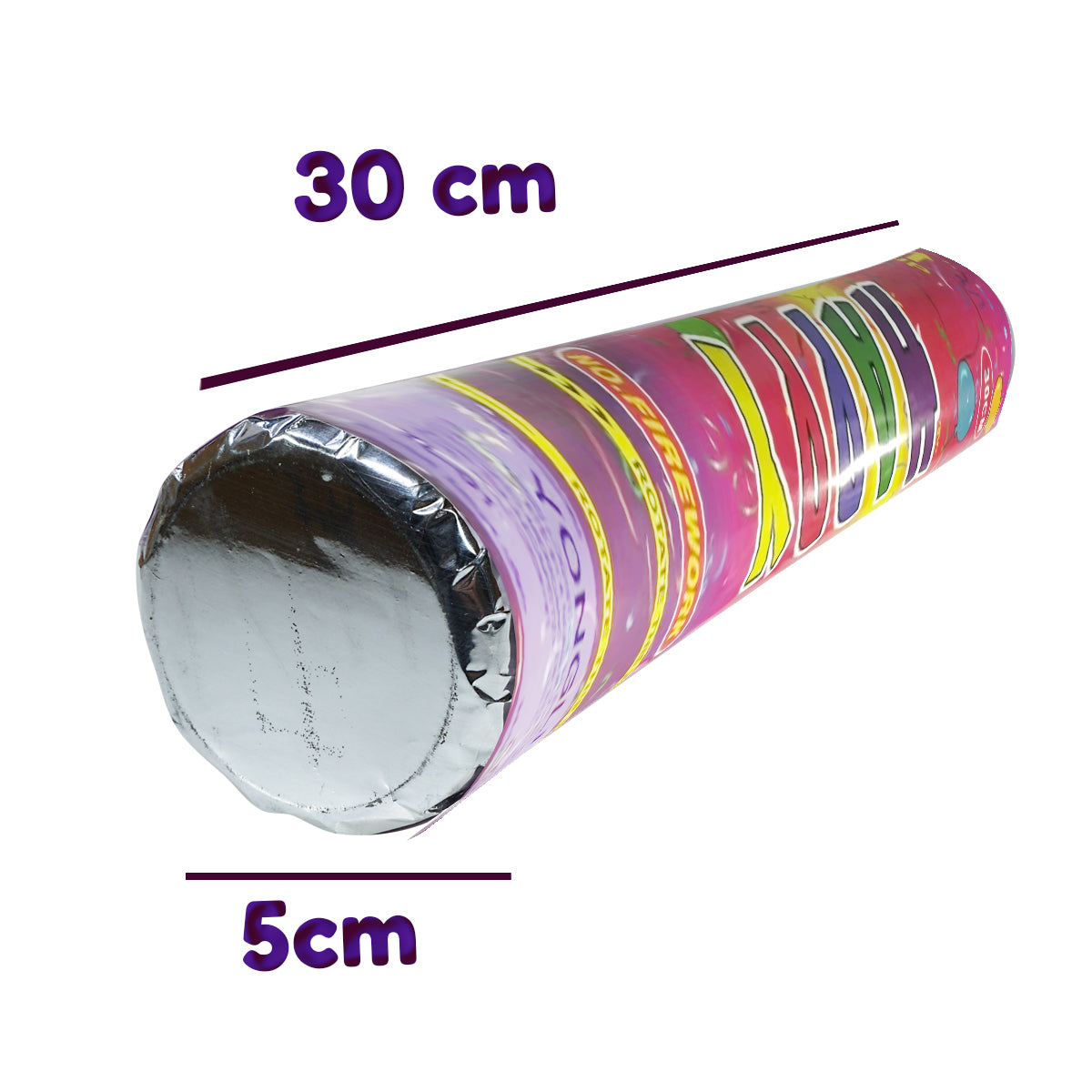 Lanza Confeti Metálico Multicolor 5pz para fiestas con Cartón Reforzado .