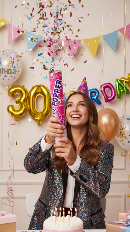 Lanza Confeti Metálico Multicolor 5pz para fiestas con Cartón Reforzado .