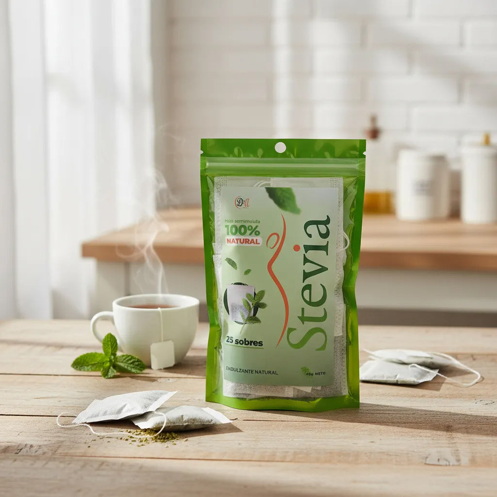 Endulzante natural Hoja de Stevia semimolida en sobres