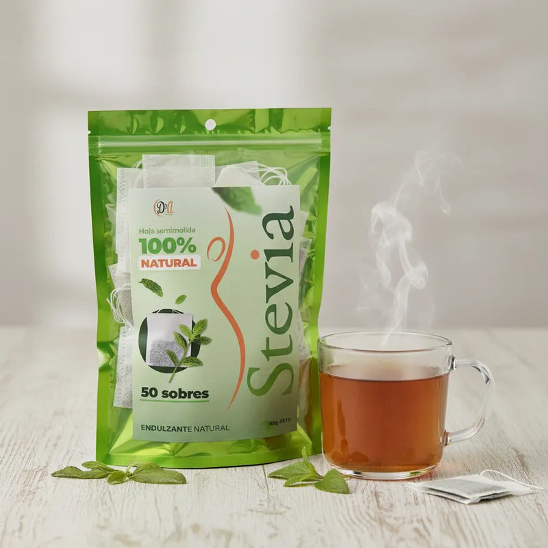 Endulzante natural Hoja de Stevia semimolida en sobres