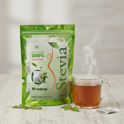 Endulzante natural Hoja de Stevia semimolida en sobres