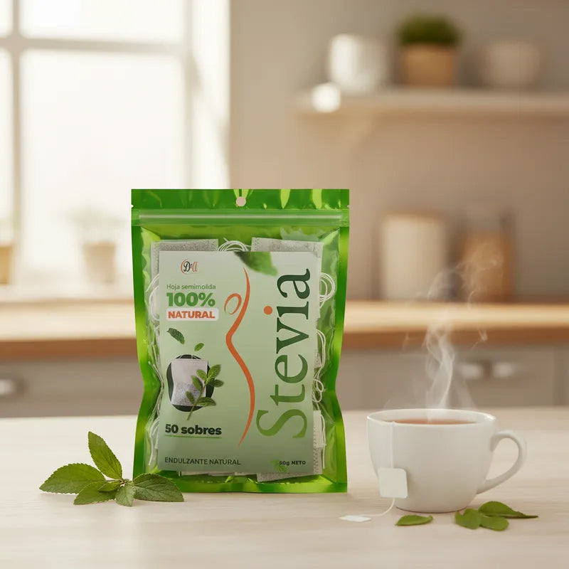 Endulzante natural Hoja de Stevia semimolida en sobres