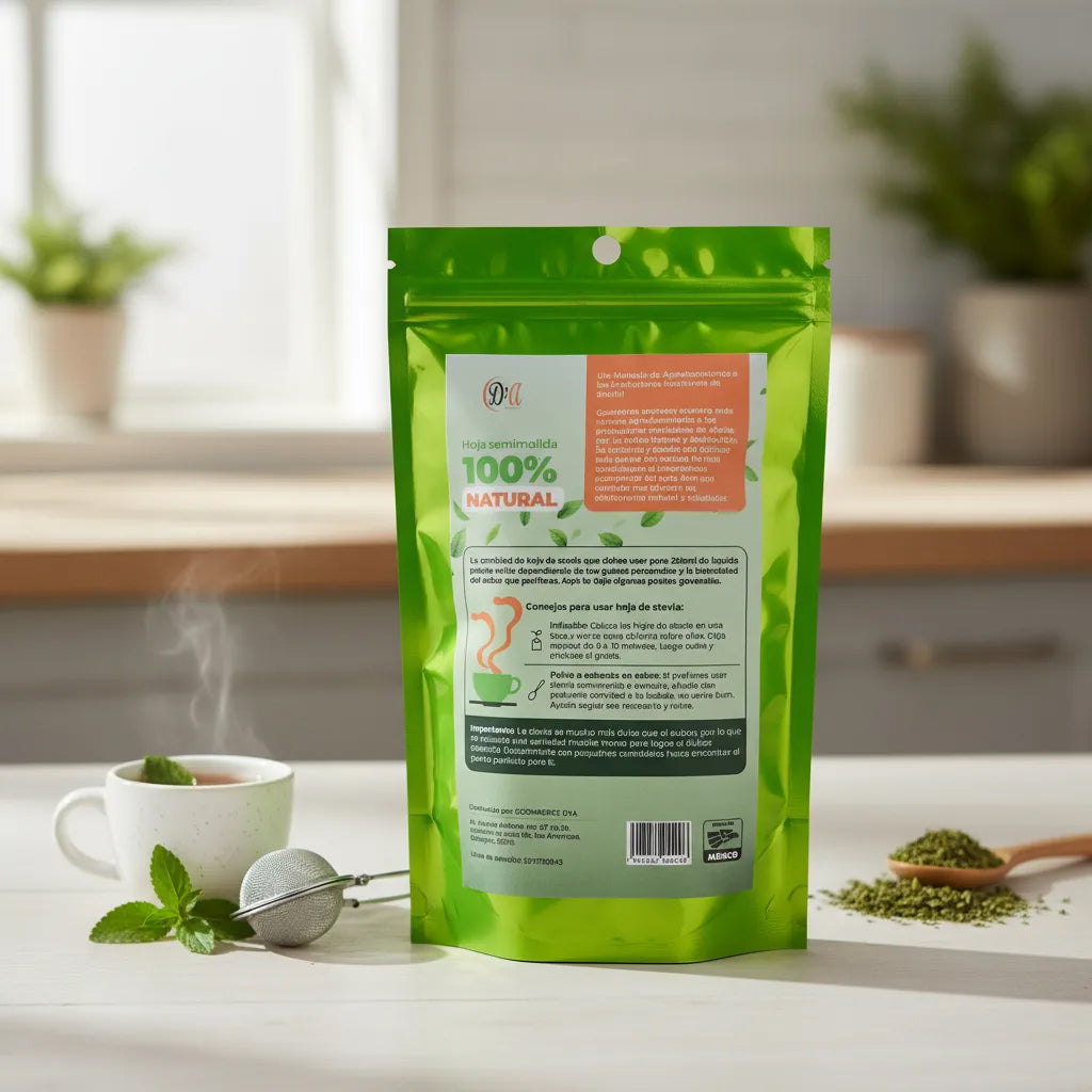 Endulzante natural Hoja de Stevia semimolida en sobres
