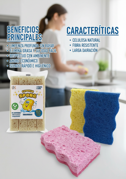 Esponja de celulosa con Fibra para lavar trastes